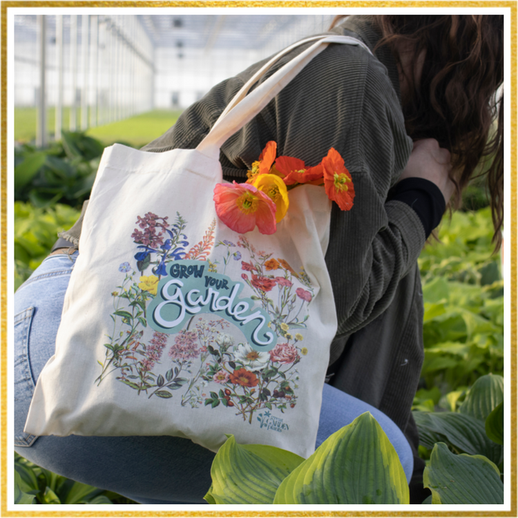 Woman using botanical garden tote