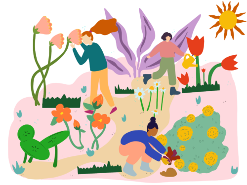 illustration of people gardening